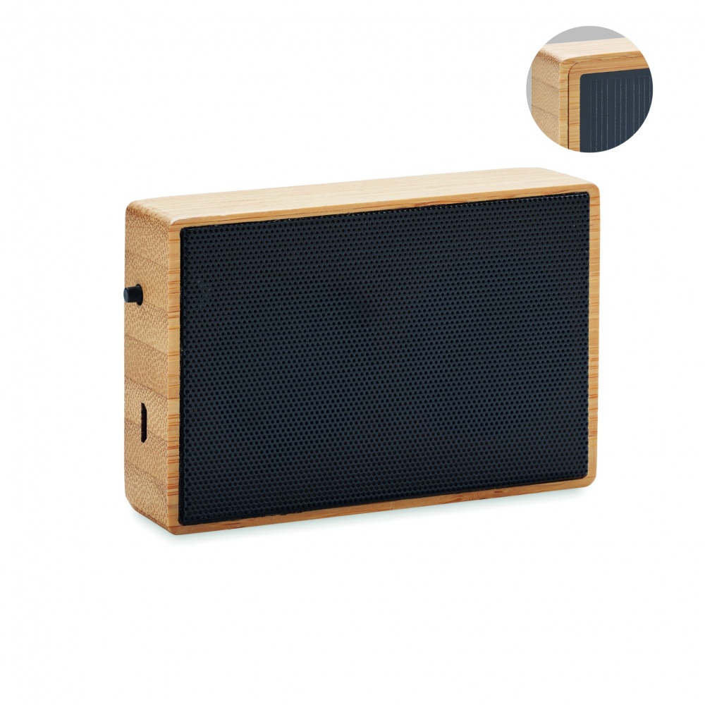 Logo trade promotional item photo of: Solar bamboo wireless speaker