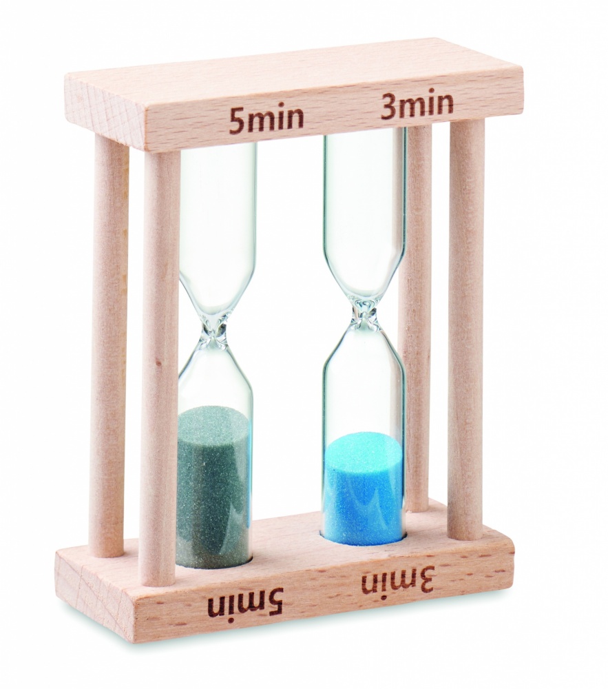 Logo trade promotional gifts picture of: Set of 2 wooden sand timers