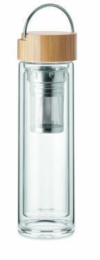 Logo trade promotional merchandise photo of: Double wall glass bottle 400ml Berlin