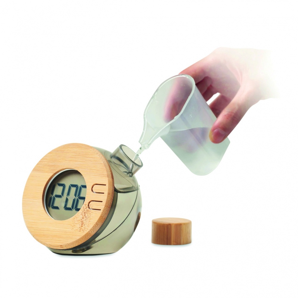 Logotrade promotional merchandise image of: Water powered bamboo LCD clock