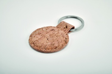 Logo trade promotional products image of: Round cork key ring Mikkeli