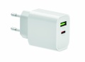 18W 2 port USB charger EU plug, White