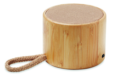 Logo trade promotional items image of: Round bamboo wireless speaker