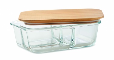 Logo trade business gifts image of: Glass lunch box with bamboo lid