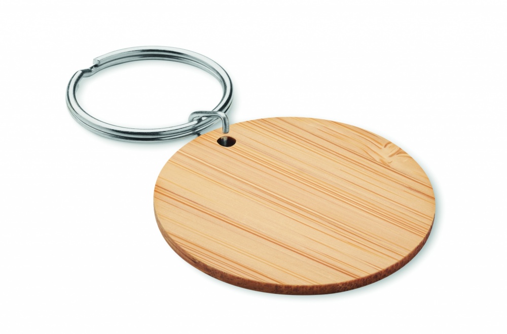 Logotrade promotional item image of: Round bamboo key ring Pieksämäki