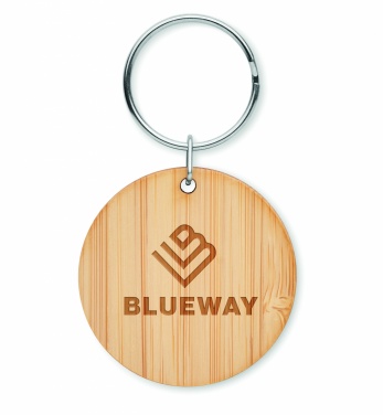 Logotrade advertising product image of: Round bamboo key ring Pieksämäki