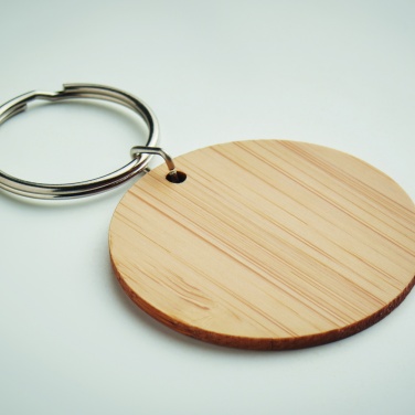 Logo trade promotional gift photo of: Round bamboo key ring Pieksämäki