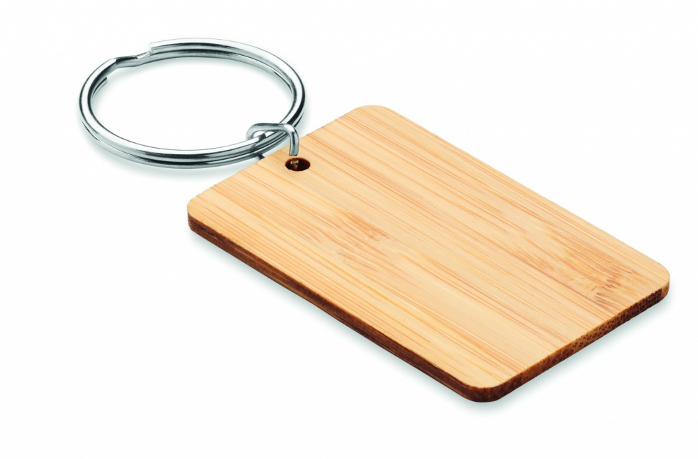 Logotrade promotional item image of: Rectangular bamboo key ring Riihimäki