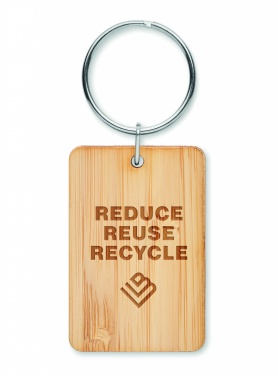 Logotrade promotional product picture of: Rectangular bamboo key ring Riihimäki