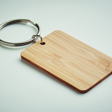 Logo trade business gifts image of: Rectangular bamboo key ring Riihimäki