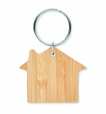 Logotrade promotional product picture of: House shaped bamboo key ring Järvenpää