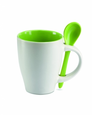 Logo trade promotional merchandise image of: Bicolour mug with spoon 250 ml