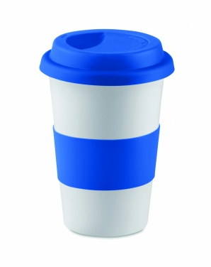 Logo trade promotional giveaways picture of: Ceramic mug w/ lid and sleeve