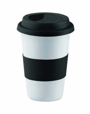 Logo trade promotional gifts image of: Ceramic mug w/ lid and sleeve