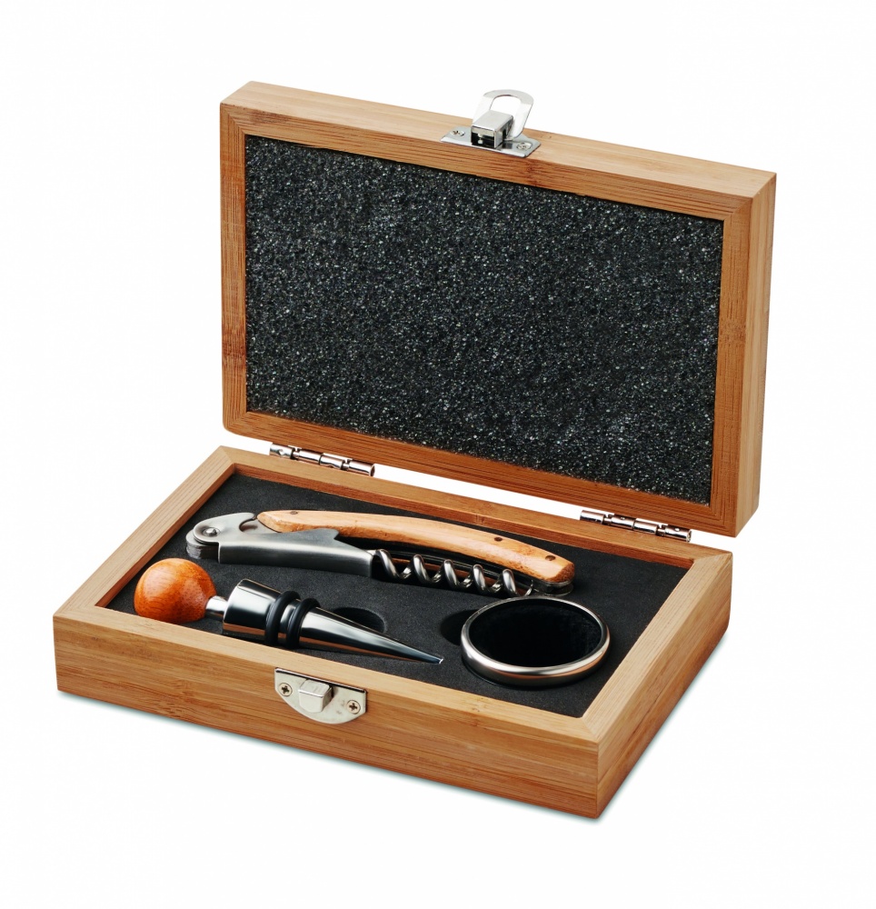 Logotrade promotional giveaway picture of: Wine set in bamboo box