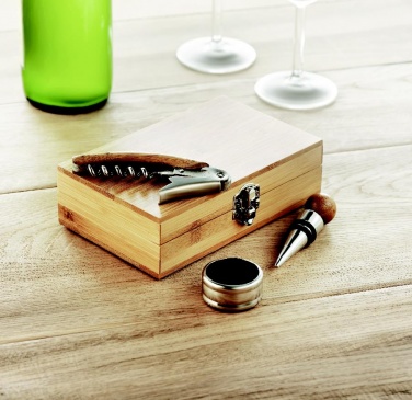 Logo trade promotional merchandise picture of: Wine set in bamboo box