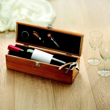 Logo trade business gifts image of: Wine set in bamboo box