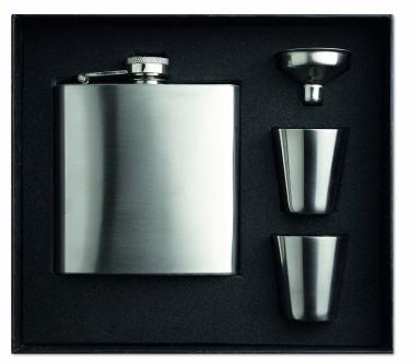 Logo trade promotional item photo of: Slim hip flask w 2 cups set