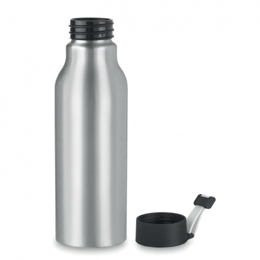 Logo trade promotional gift photo of: Single-walled 500 ml aluminum bottle with a PP cap and a silicone strap