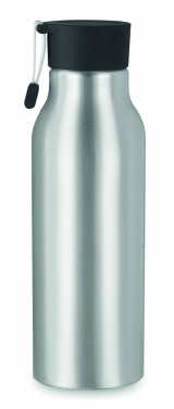 Logo trade advertising products picture of: Single-walled 500 ml aluminum bottle with a PP cap and a silicone strap