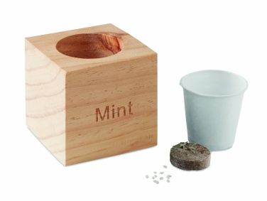 Logo trade corporate gift photo of: Herb pot wood "MINT"