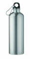 Single-walled 750 ml aluminum bottle with a carabiner and customizable printing, Matt Silver