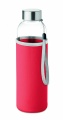 Glass bottle in pouch 500ml, Red