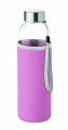 Glass bottle in pouch 500ml, Baby Pink