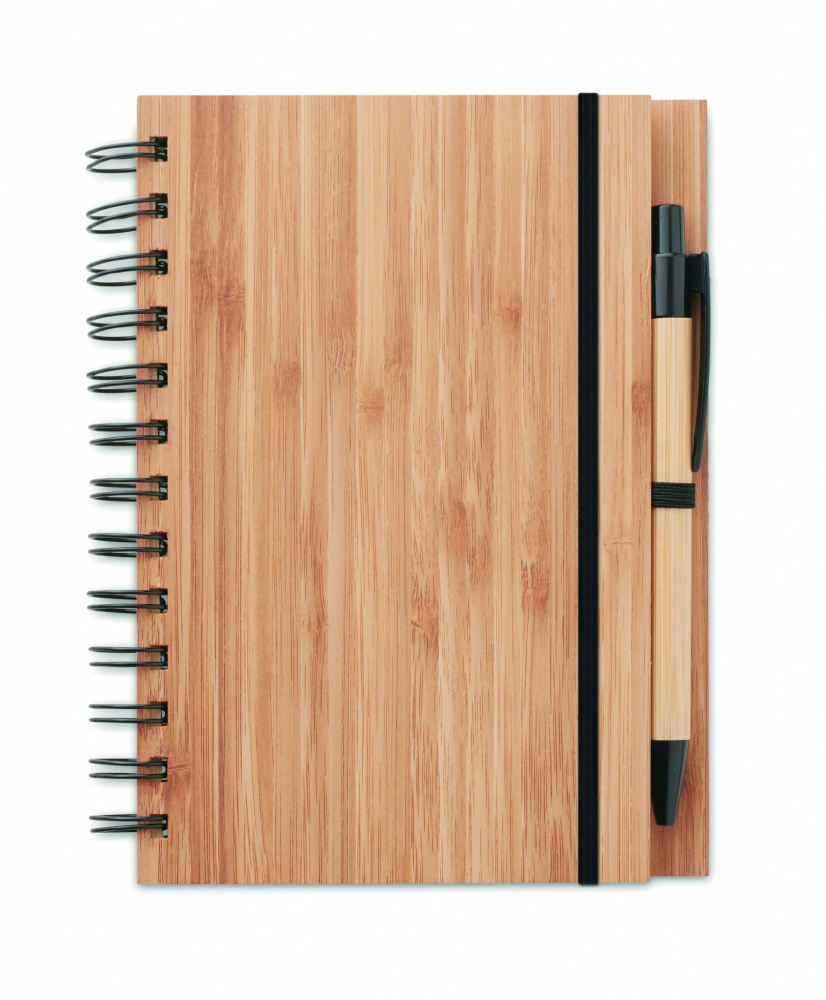 Logo trade advertising products image of: Bamboo notebook with pen lined