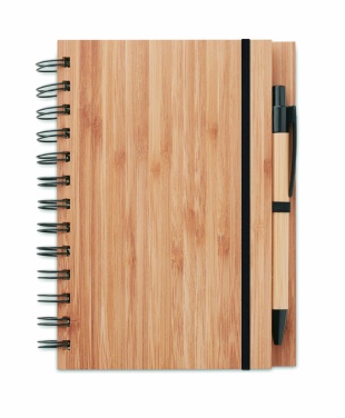 Logo trade promotional gifts image of: Bamboo notebook with pen lined