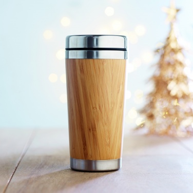 Logotrade promotional giveaway image of: Double wall bamboo flask 430ml