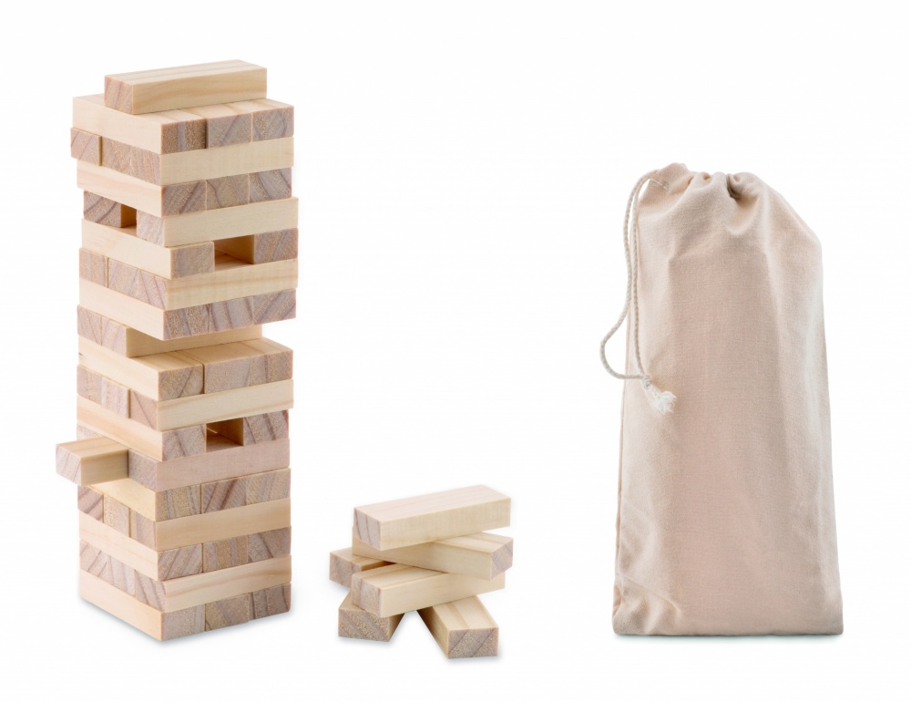 Logo trade promotional gift photo of: Tower game in cotton pouch