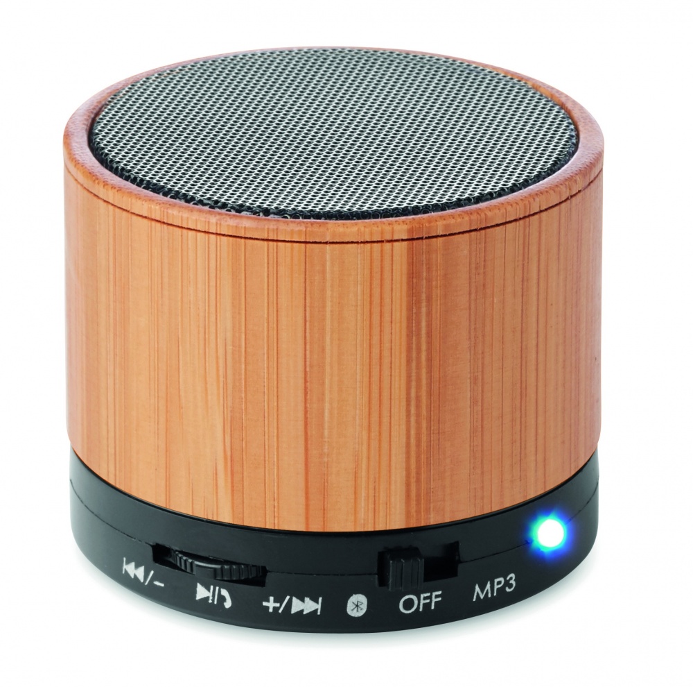 Logotrade promotional giveaway picture of: Round Bamboo wireless speaker