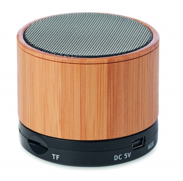 Logotrade promotional giveaways photo of: Round Bamboo wireless speaker