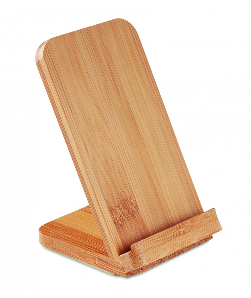 Logo trade promotional giveaways picture of: Bamboo wireless charge stand 5W WIRESTAND