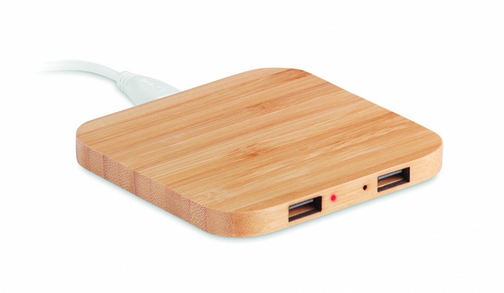 Logo trade promotional products picture of: Bamboo wireless charge pad 5W