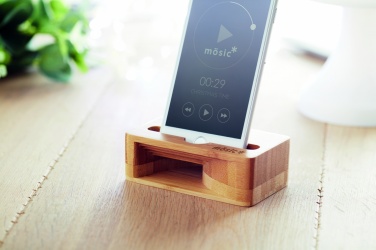 Logo trade promotional gifts picture of: Bamboo phone stand-amplifier CARACOL