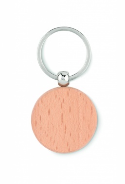 Logo trade promotional giveaways image of: Round wooden key ring