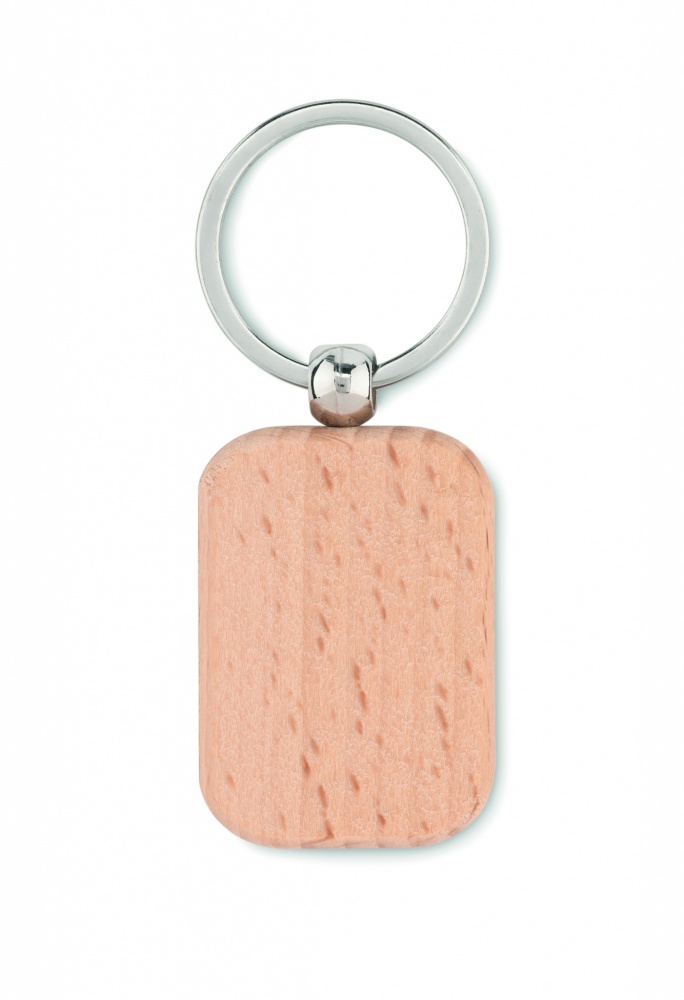 Logo trade promotional merchandise photo of: Rectangular wooden key ring Bauska