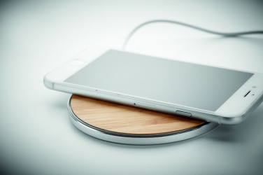 Logo trade corporate gift photo of: Bamboo wireless charger 10W