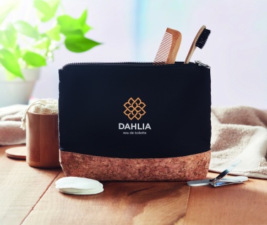 Logo trade promotional merchandise photo of: Cork & cotton cosmetic bag