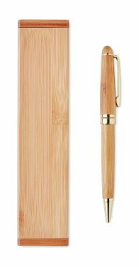 Logo trade promotional item photo of: Bamboo twist-action ballpoint pen in a box