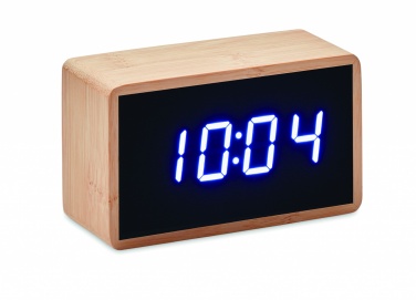 Logotrade promotional product image of: LED alarm clock bamboo casing Düsseldorf