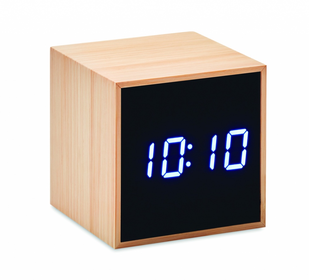 Logotrade promotional giveaway picture of: LED alarm clock bamboo casing Dortmund