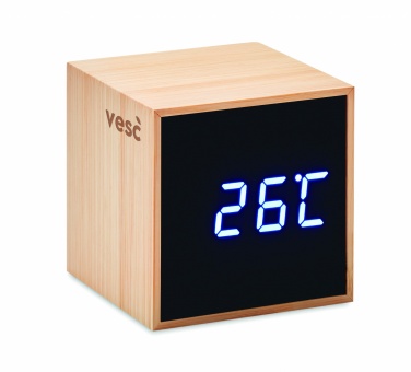 Logo trade promotional item photo of: LED alarm clock bamboo casing Dortmund