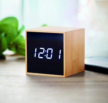 Logotrade promotional gifts photo of: LED alarm clock bamboo casing Dortmund