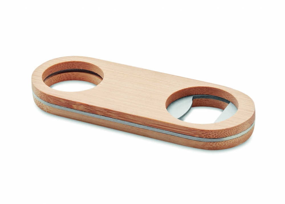 Logo trade business gift photo of: Oval Bamboo bottle opener VALBAMPER