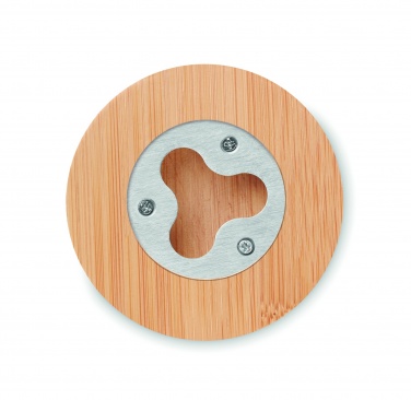 Logo trade promotional items image of: Bamboo bottle opener/ coaster