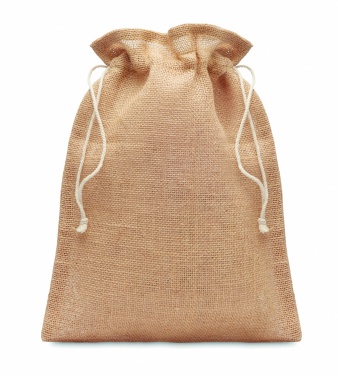 Logo trade promotional items image of: Small jute gift bag 14 x 22 cm