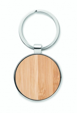 Logo trade promotional merchandise photo of: Round key ring metal bamboo Dobele